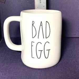 Rae Dunn Double Side "GOOD EGG / BAD EGG" Coffee Tea Mug Cup White Farmhouse